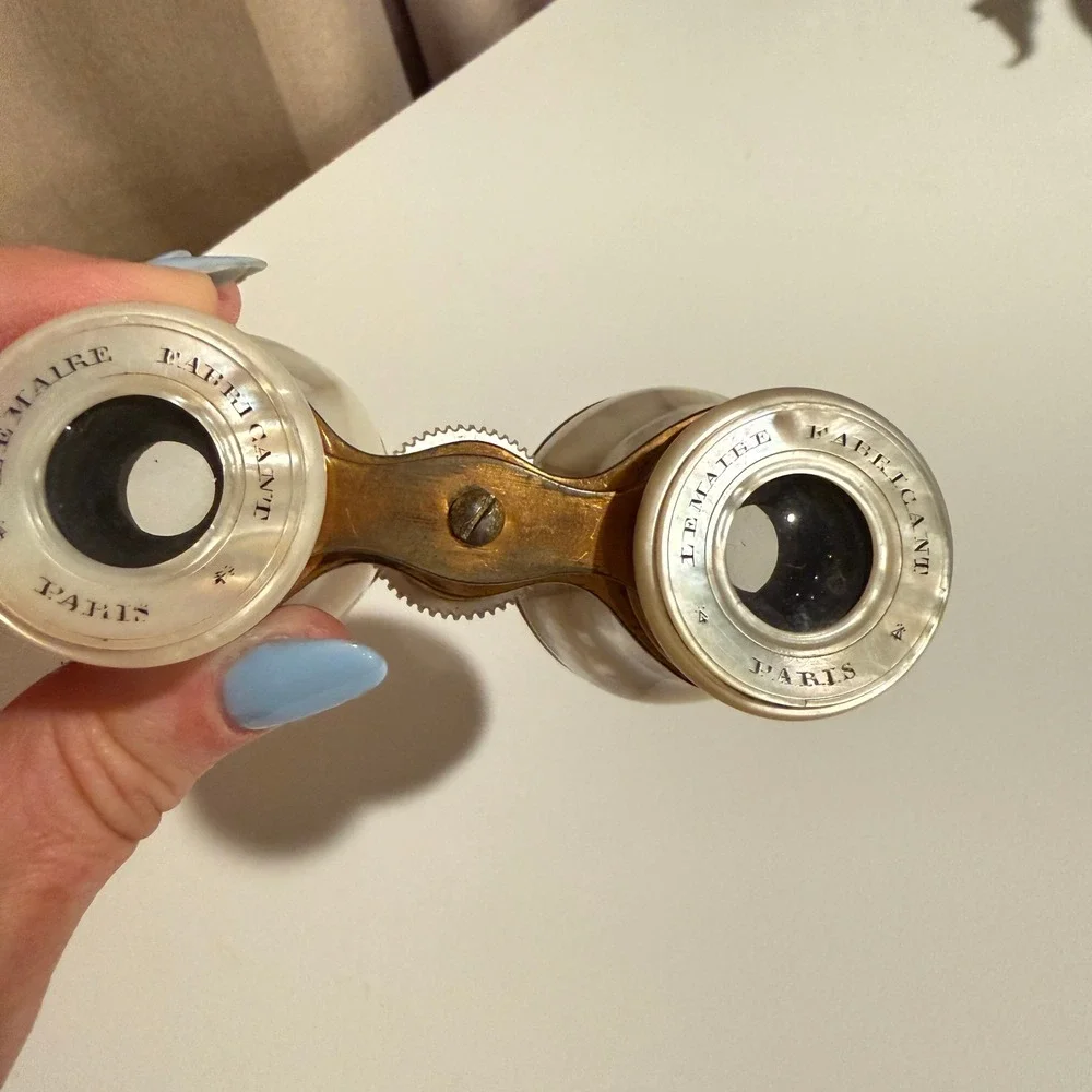 Antique Lemaire Fabricant Paris Mother of Pearl Brass Opera Glasses Binoculars